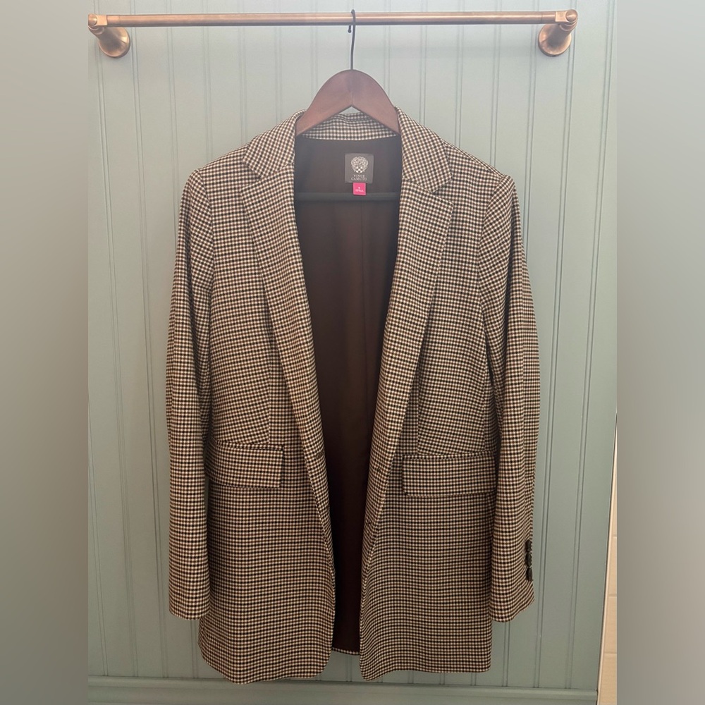 Vince Camuto Brown and Black Houndstooth Blazer